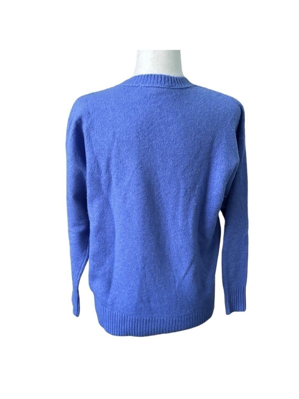 Loft Periwinkle Knit V Neck Sweater Size MP - Picture 3 of 12
